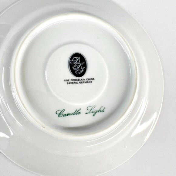 Franconia-Krautheim Candlelight 4 Pce Flat Porcelain Cup Saucer Set B/W Floral - Picture 12 of 13